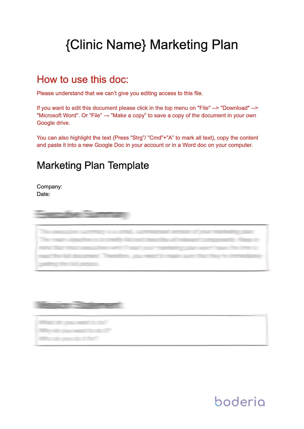 Clinic Marketing Plan Template